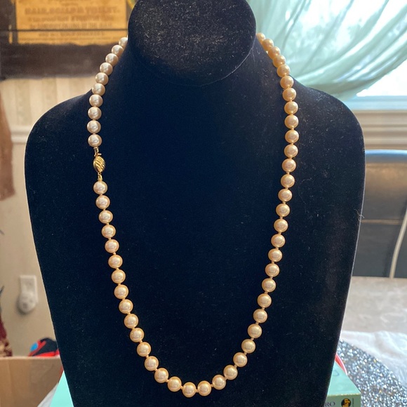 Jewelry Vintage Faux Pearl Glass Pearl Necklace With Gold Tone Clasp